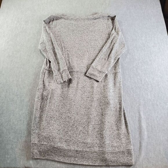 Soft Surroundings Dress Womens Medium Gray Sweater Tie Waist Pockets Split Neck - Picture 10 of 11